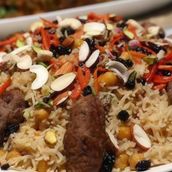 Kabuli polaw with chupan kabab