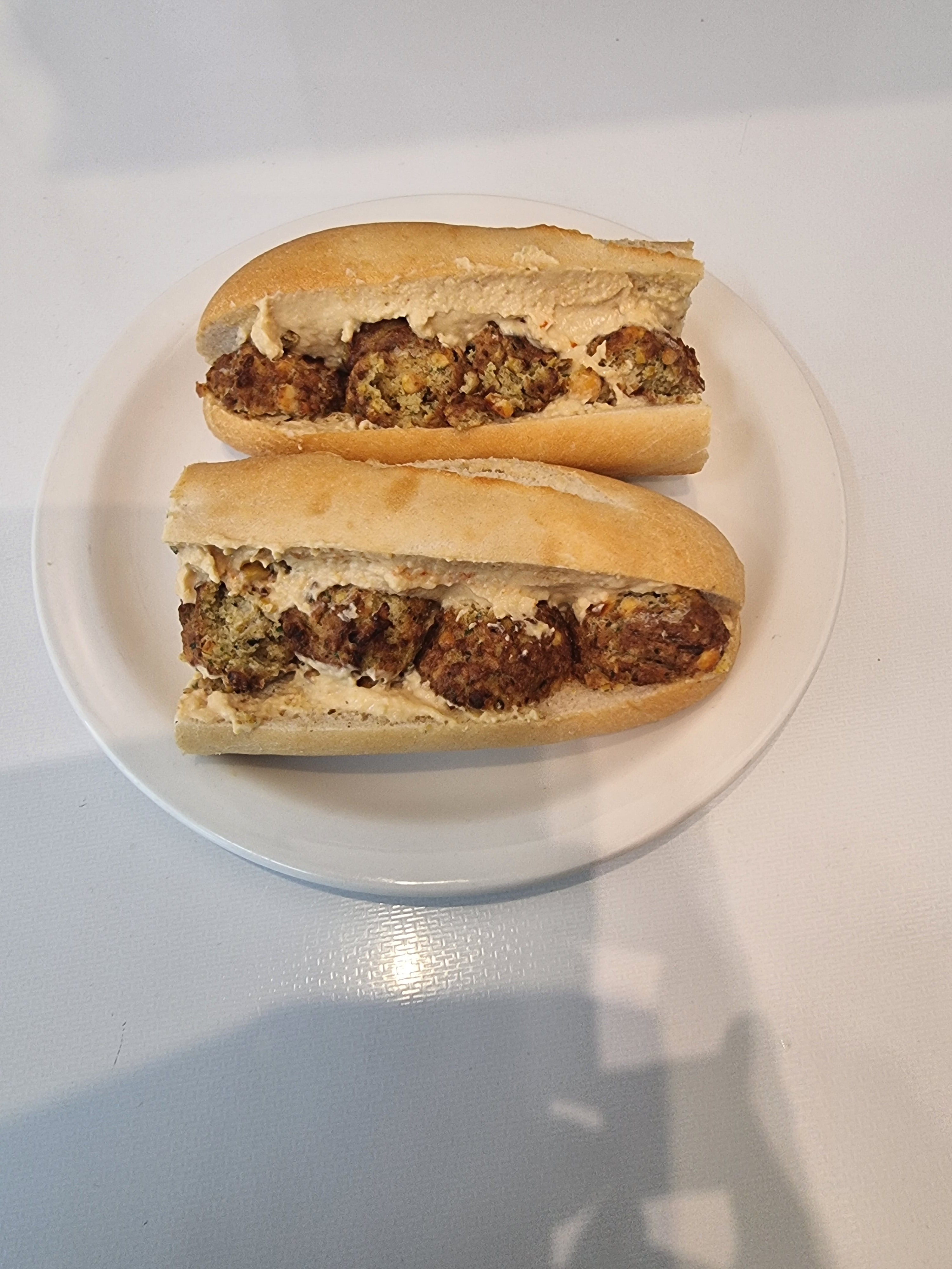 Falafel and humus baguette