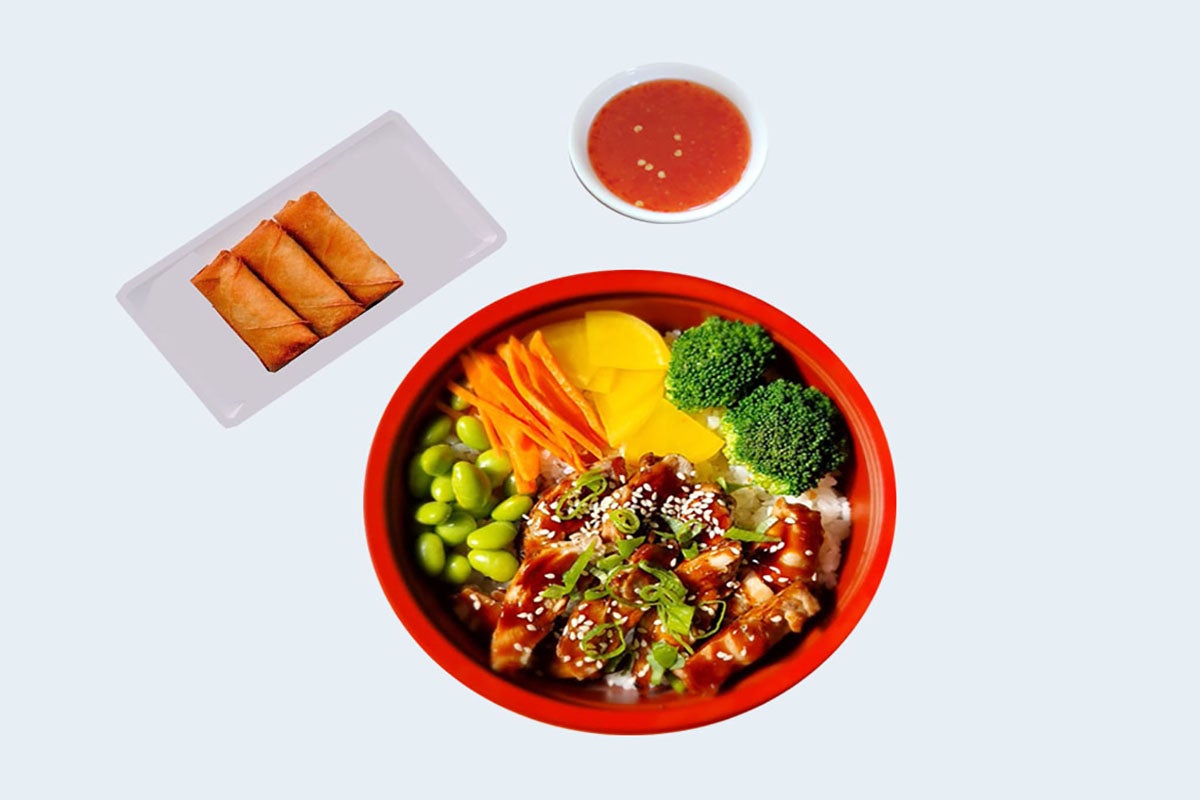Duck Teriyaki with Rice & Mini Spring Roll