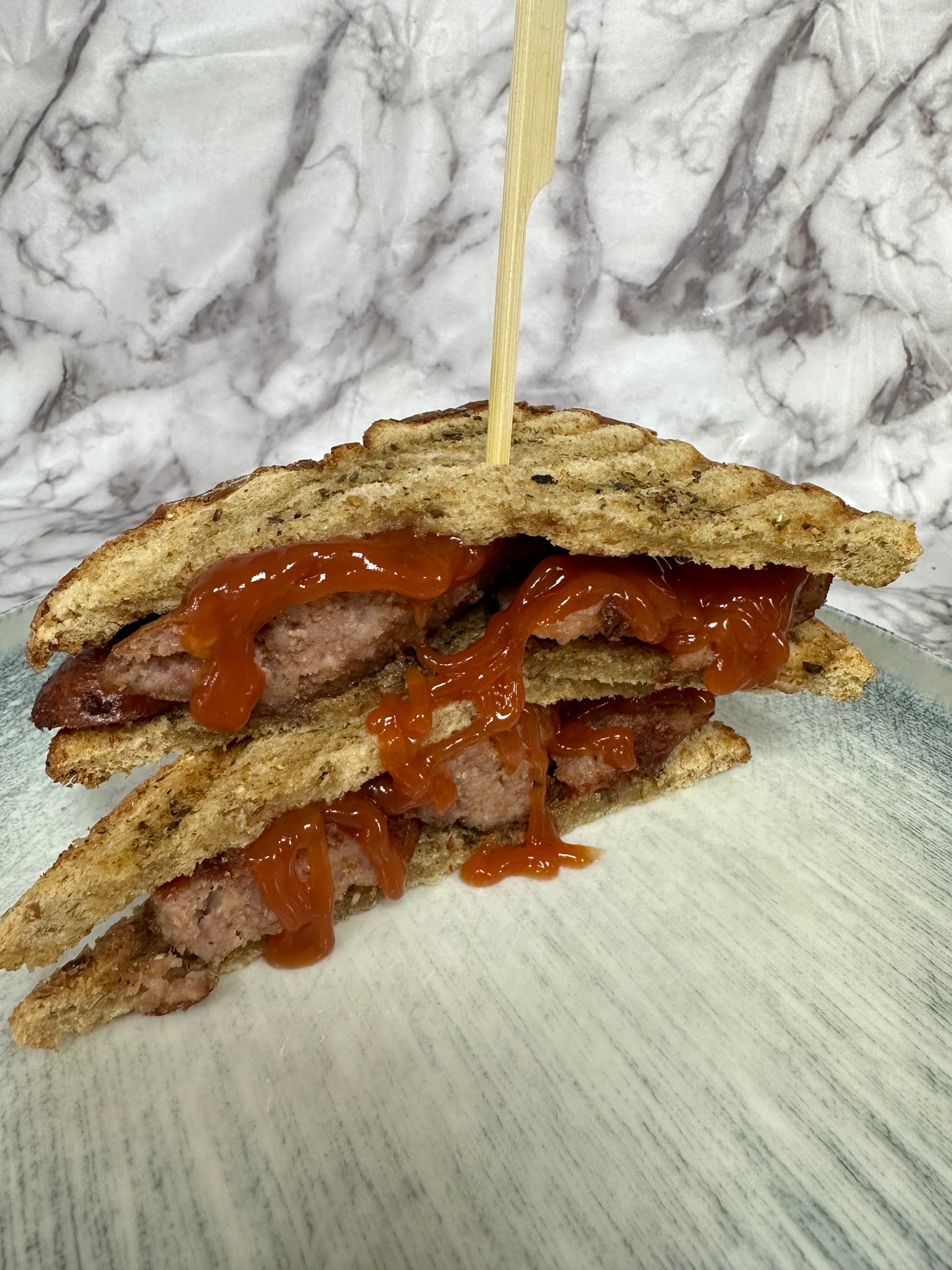 Sausage & ketchup sandwich