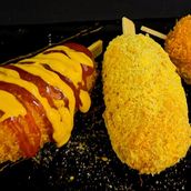 Corndog Chicken Sausage Snowing Cheddar Cheese
