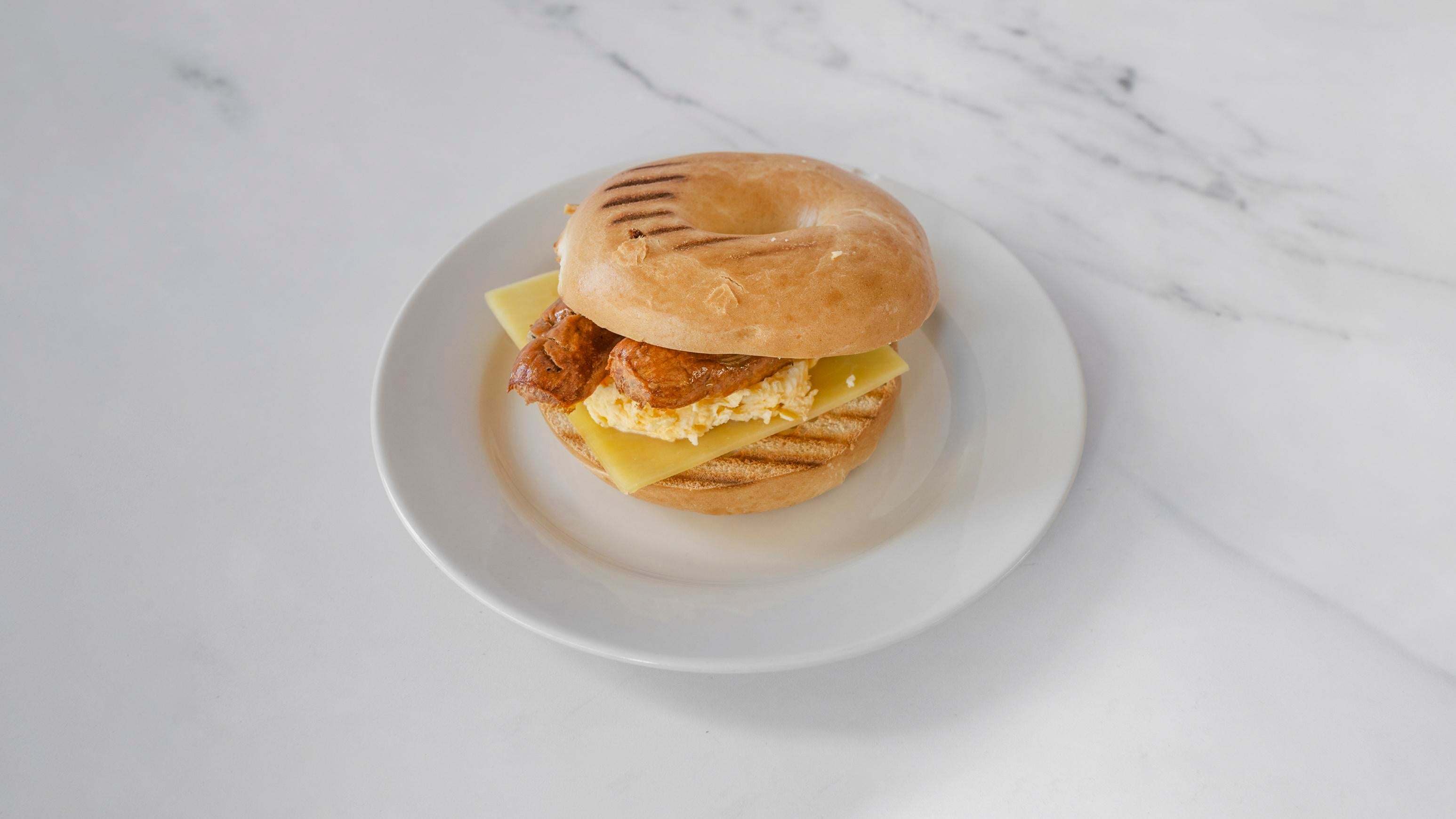Sausage, scrambled Egg, and Cheese Bagel