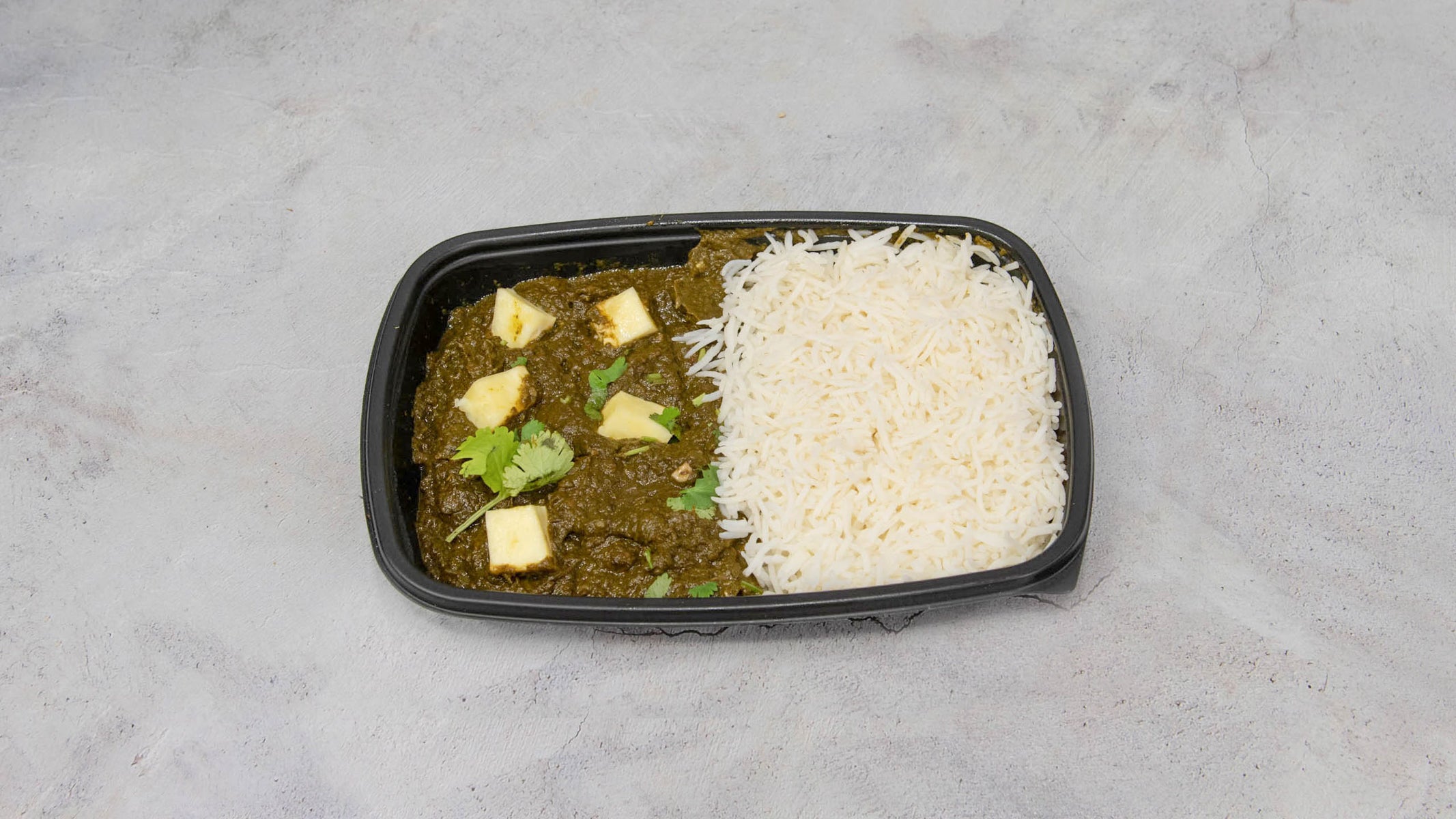 Spinach and Paneer Curry and Rice