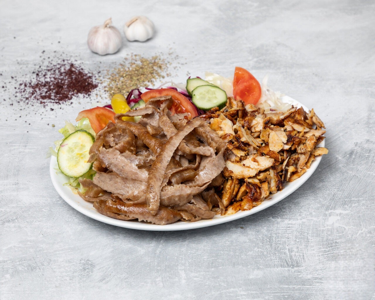 Mixed lamb doner chicken doner kebab
