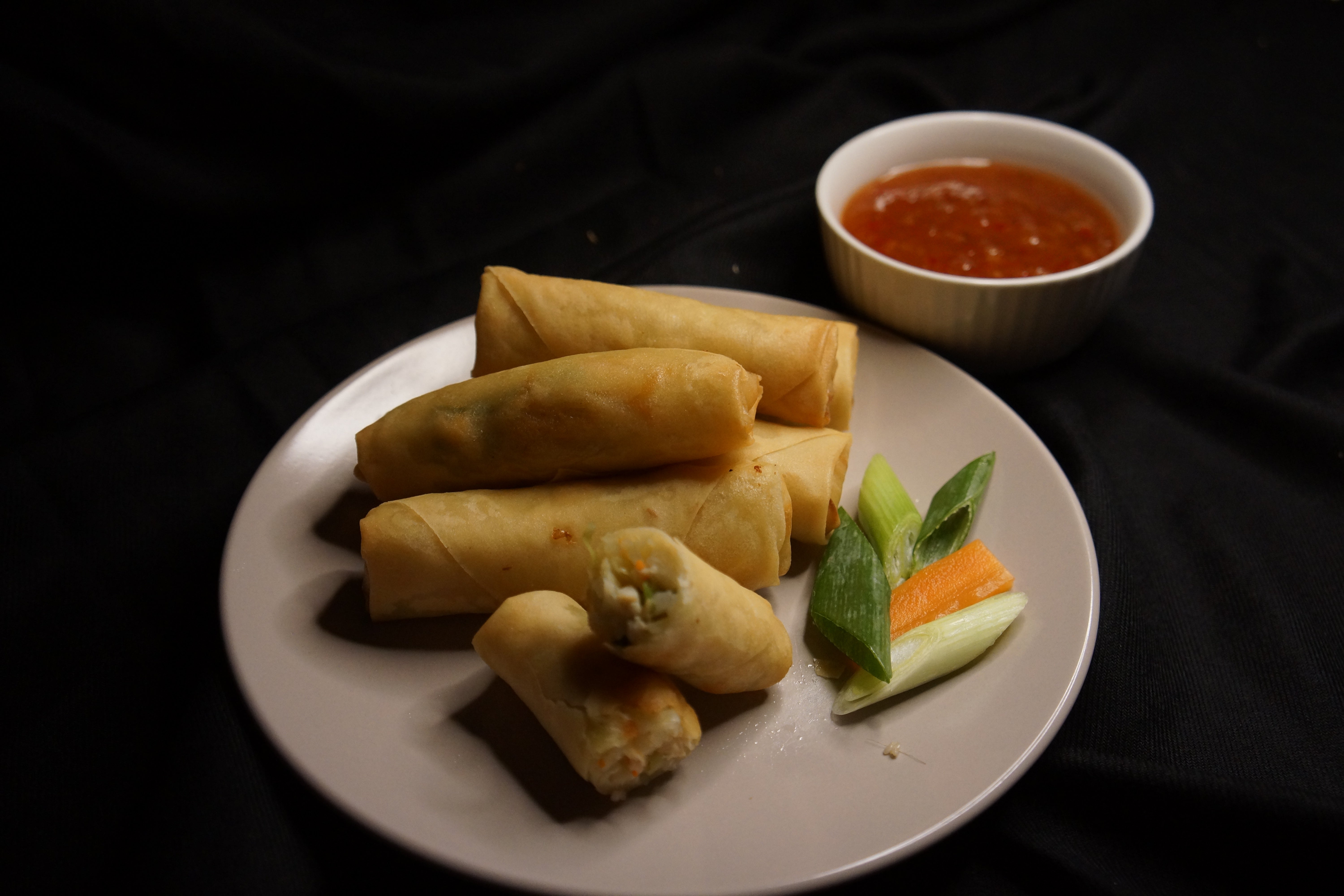 1. Chicken Spring Rolls (6)