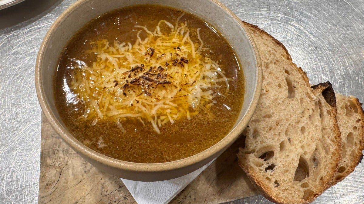 Onion soup with Gruyère cheese