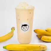 Banana Bubble Tea With Tapioca Layered Cream Cheese Topping