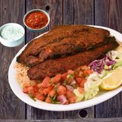 Fish Tandoori, 1 Pieces With Kabuli Rice, Afghani Salad, Raita And Red Sauce And Must Try Combo