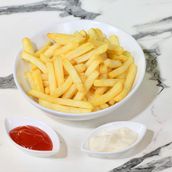 French Fries Served With Ketchup And Garlic
