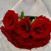 Red Gourmet Wrapped In White Burlap Bouquet