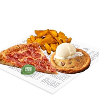 Any Slice or Stromboli +Cookie Dough & Ice Cream + Wedges with Dip