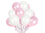 Set Of 10 White And Pink Helium Latex Balloons