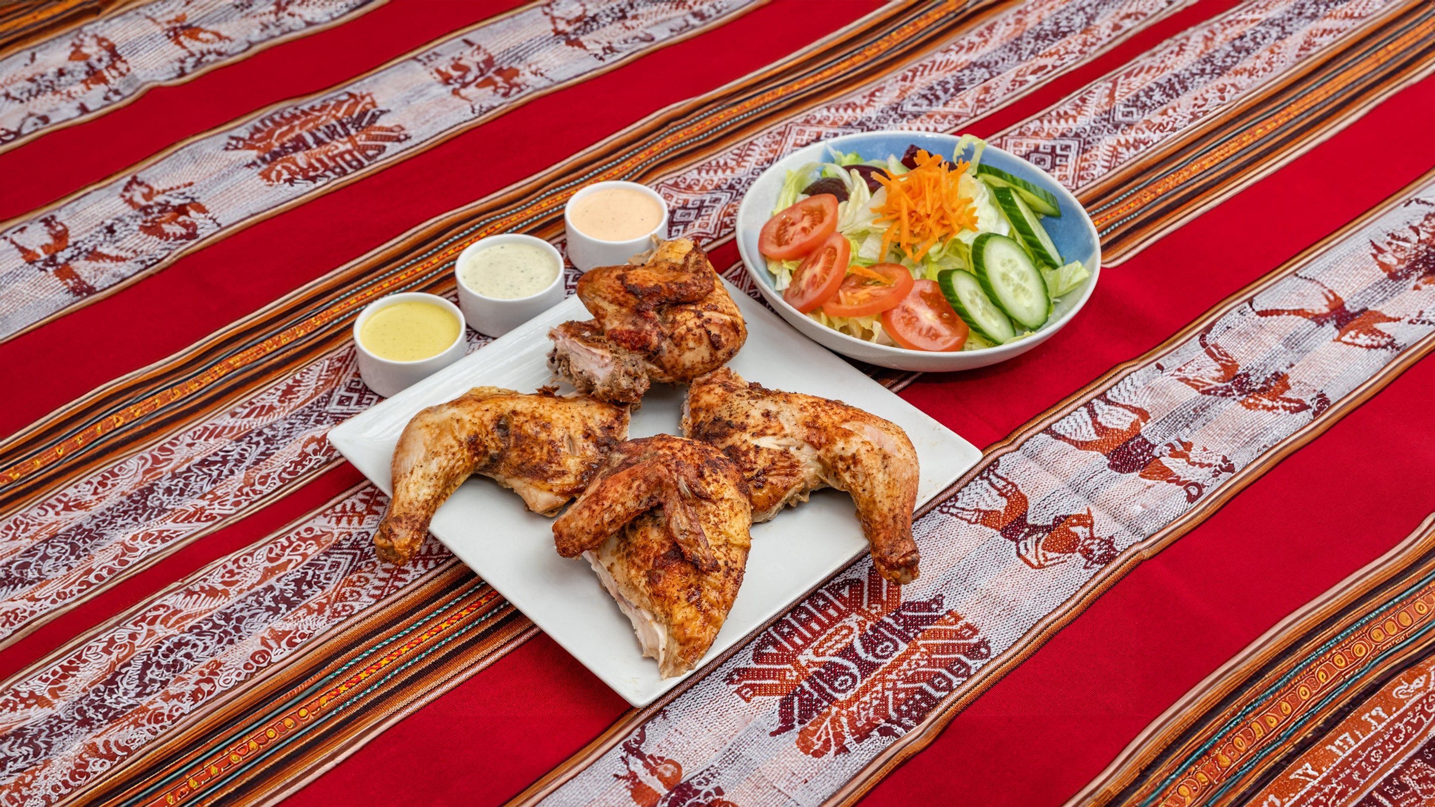 1 Chicken, Fries, Salad and Sauces