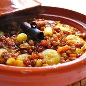 Meat Tajine with onions and raisins