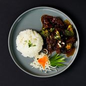 Beef Broccoli With Mushroom And Rice
