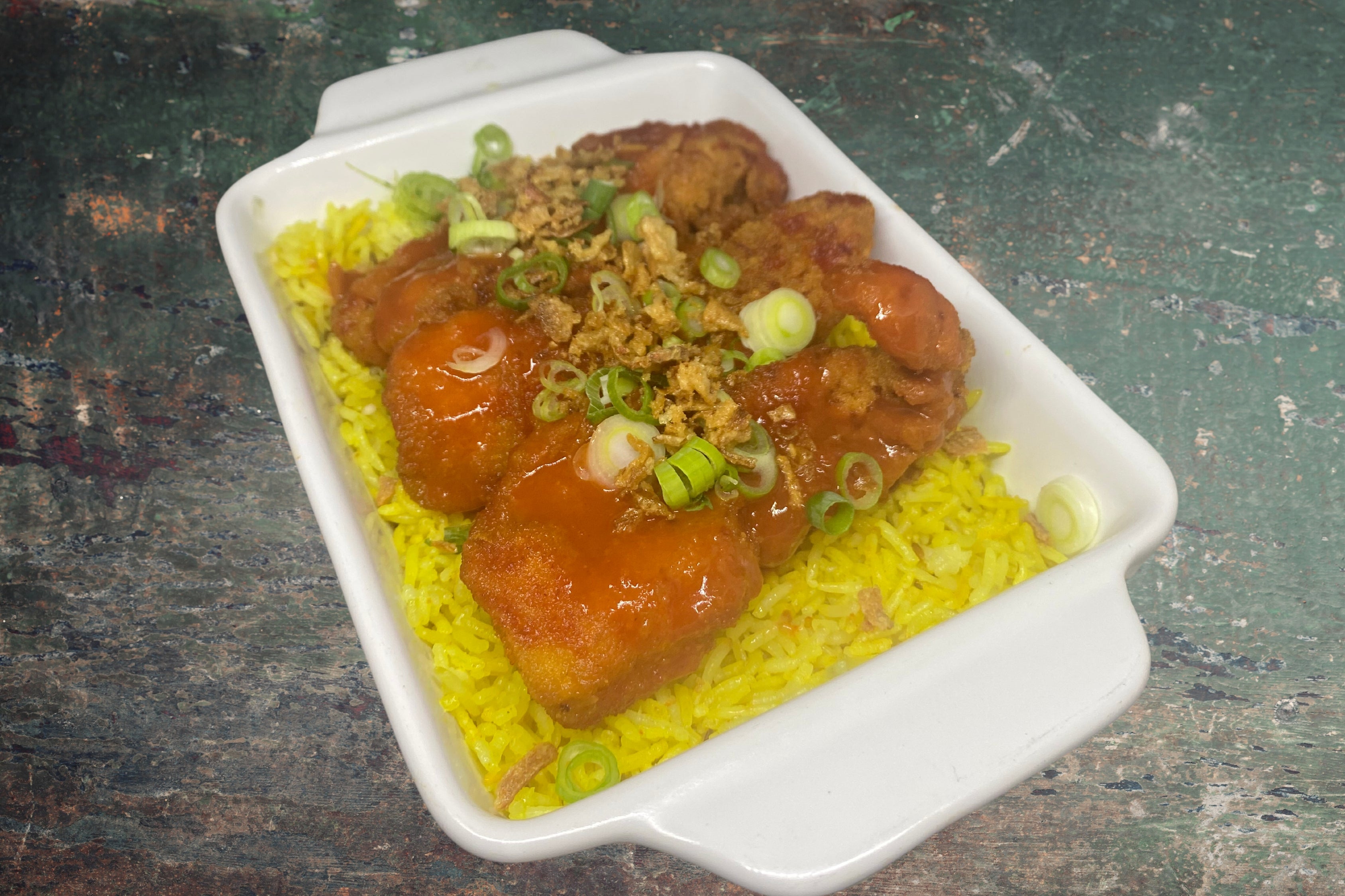 Savoury Rice with Sriracha Tenders
