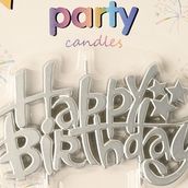 Happy Birthday 3D Word Candle Silver