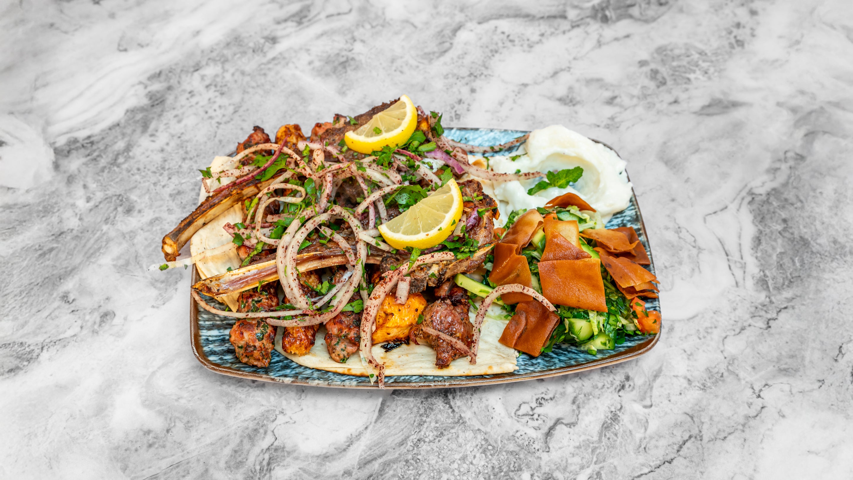 كباب مشكل مع الريش Mixed Grill with Ribs