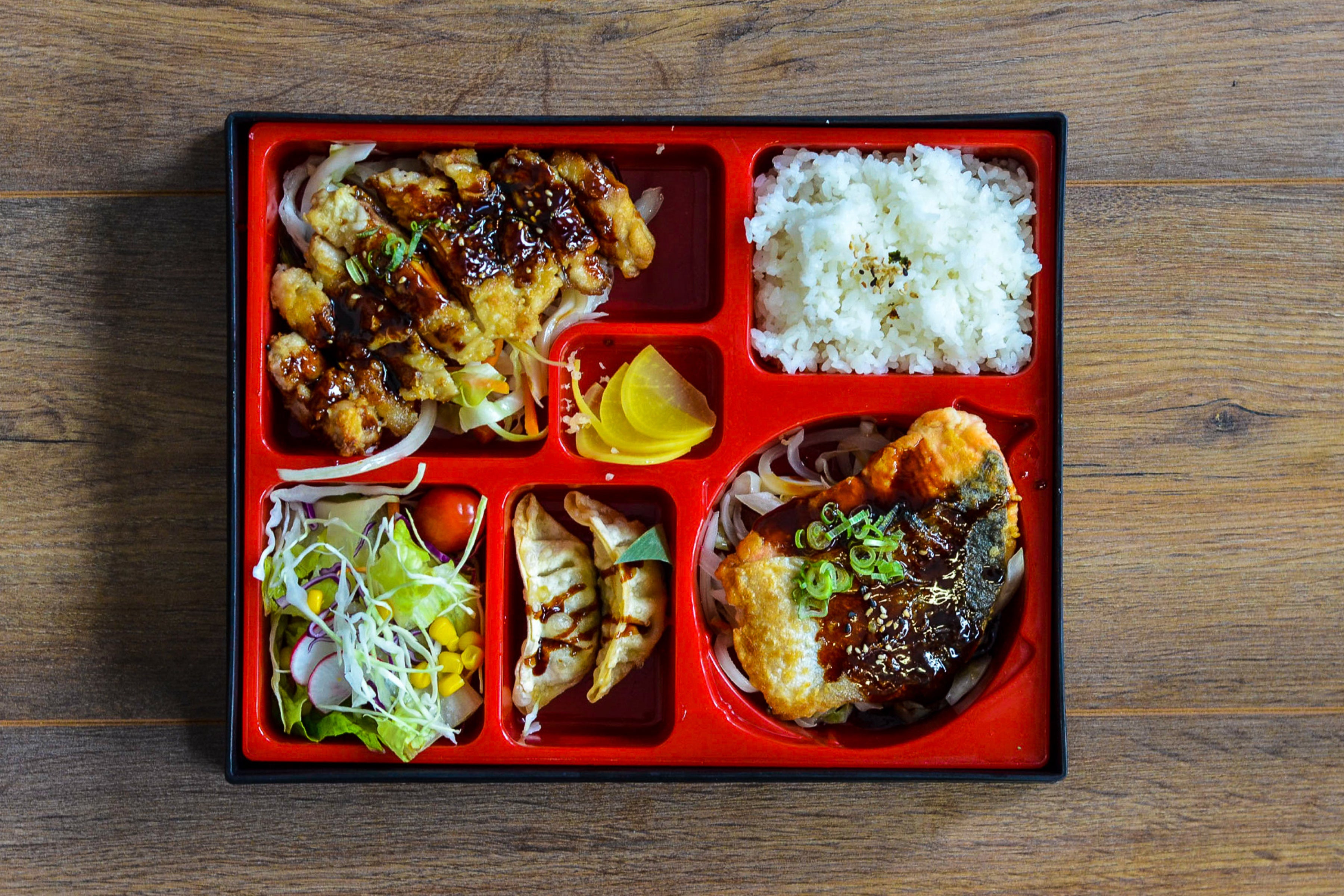 Teriyaki Salmon and Chicken Bento