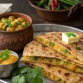 Alu Paratha with muttor paneer
