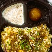 Mutton Dum Biryani, Dessert And Raita