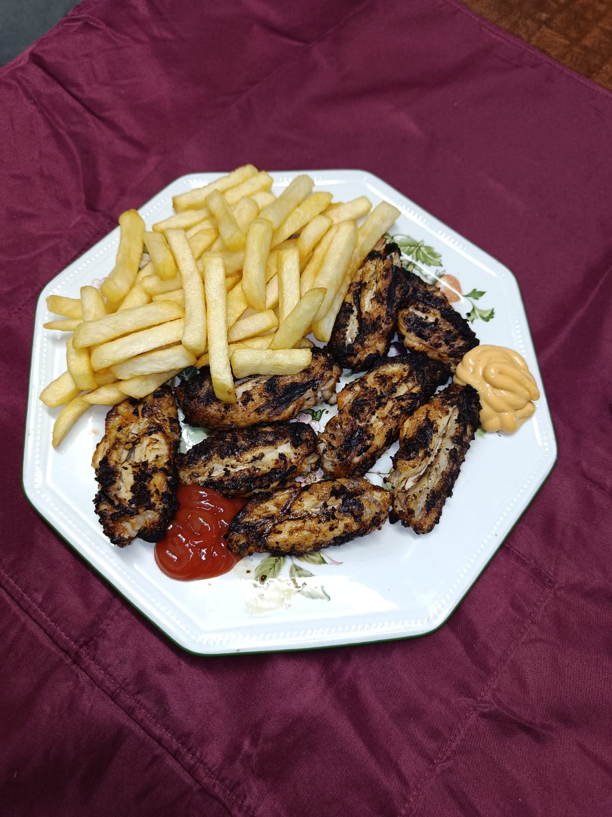 Chicken wings and chips