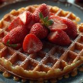 Waffle with strawberry