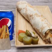 Large Saj Chicken Shawarma, Fries and Drink Combo
