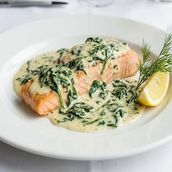 Braised Salmon With Spinach Cream Sauce