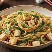 Noodles With Chives And Tofu 韭菜豆腐拌面