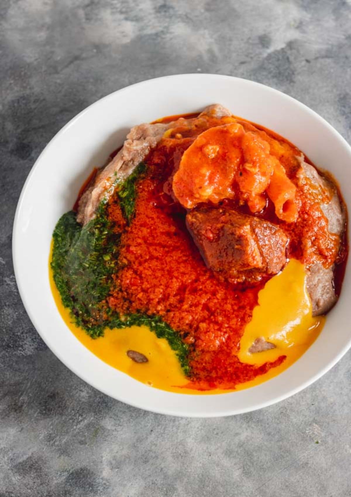 Amala-Abula Special(Amala+Ewedu+Gbegiri+Assorted Meat Fried Stew)