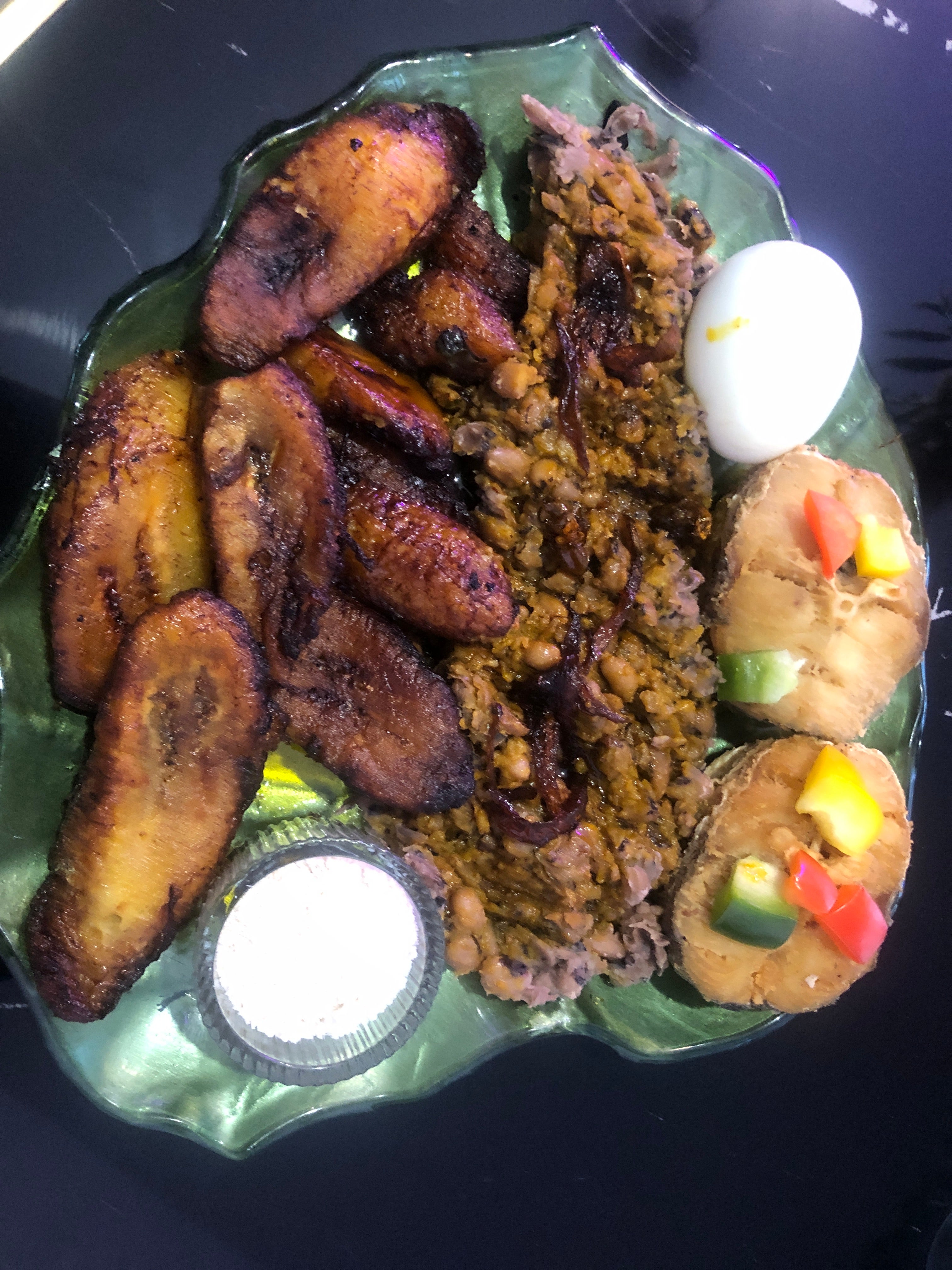 Fried Plantain with Beans