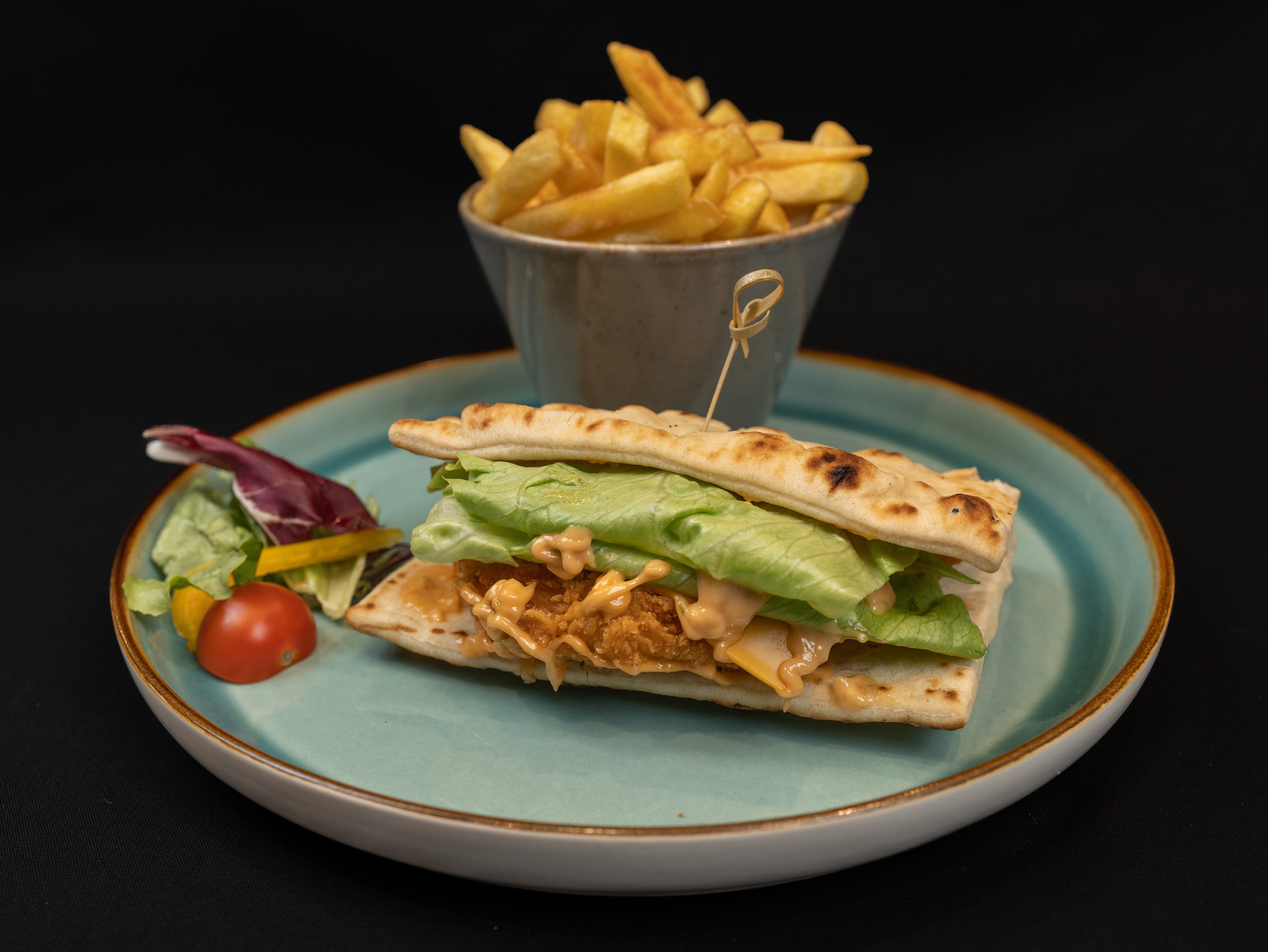 Crispy Chicken Flat Bread with One Side