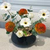 Artificial Flowers With Black Vase
