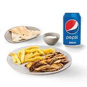Chicken Shawarma Platter with Pepsi