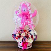 New Born Baby Flower And Balloon Arrangement 
