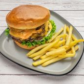 Smash Beef Burger With Fries