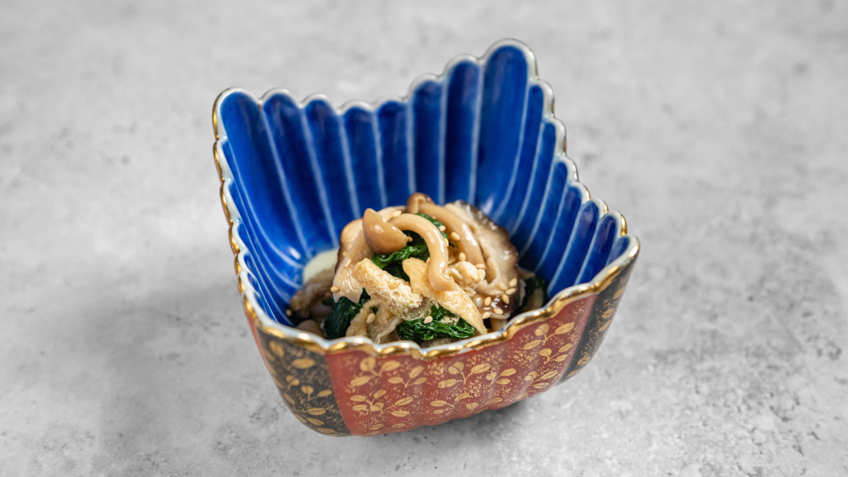 Kinoko 'Ohitashi' with spinach