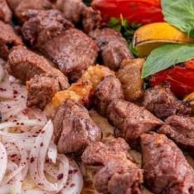 Meat Tikka Skewer on Rice
