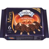 London Dairy Mini Almond Ice cream sticks Almond Premium Vanilla (6x60ml)