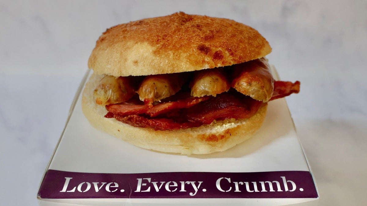Bacon and Sausage Tiger Bap