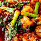 Shrimps With Garlic And Green Onion