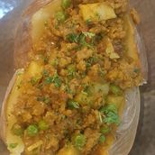 Baked Jacket Potato With Keema Peas Aloo