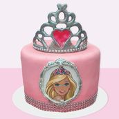 Barbie Cake With Crown 1 Layer