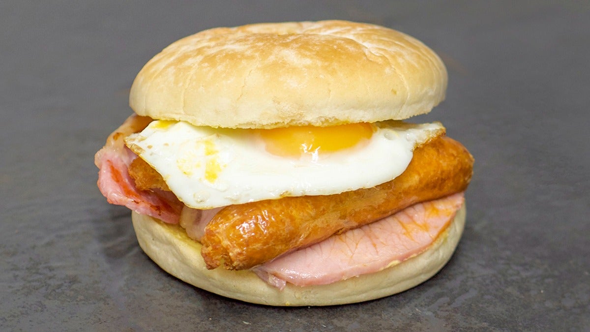 Bacon Sausage & Egg Bap