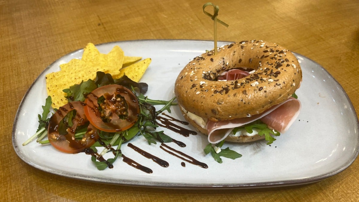 Prosciutto and Cream cheese Bagel