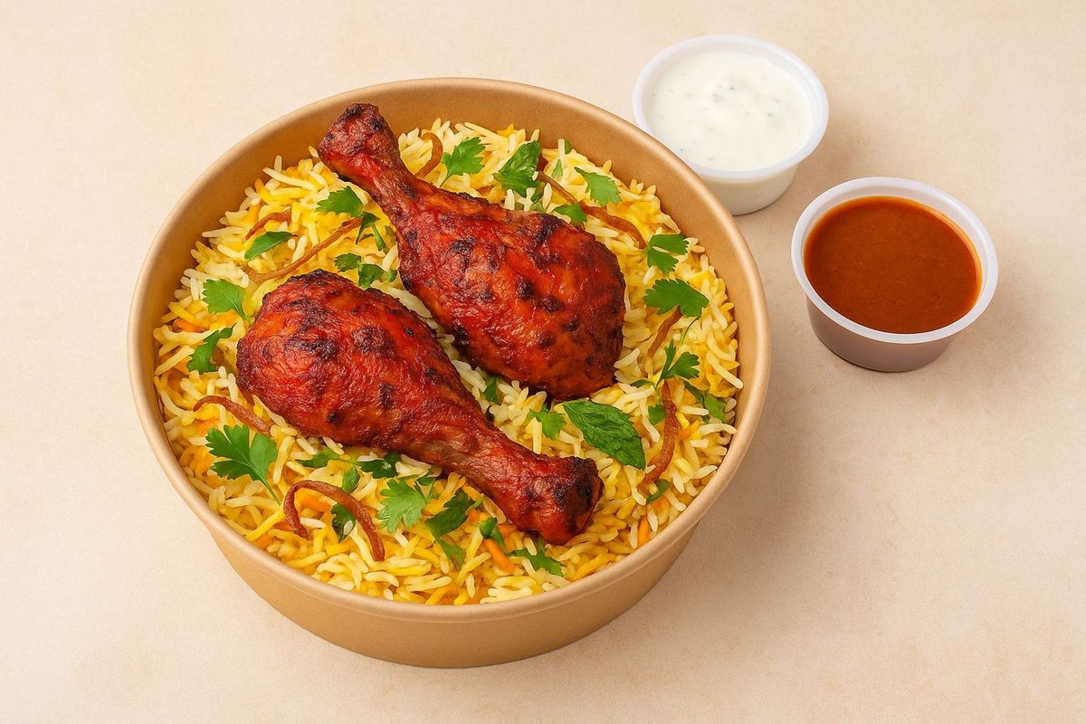 Tandoori Chicken on the Bone Biryani with Makhani Sauce
