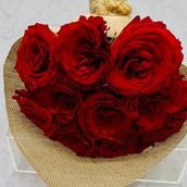 Red Gourmet Wrapped In Burlap Bouquet