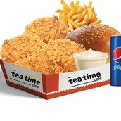 Dinner Meal 3 Pieces Chicken Fries Garlic Bread And Pepsi