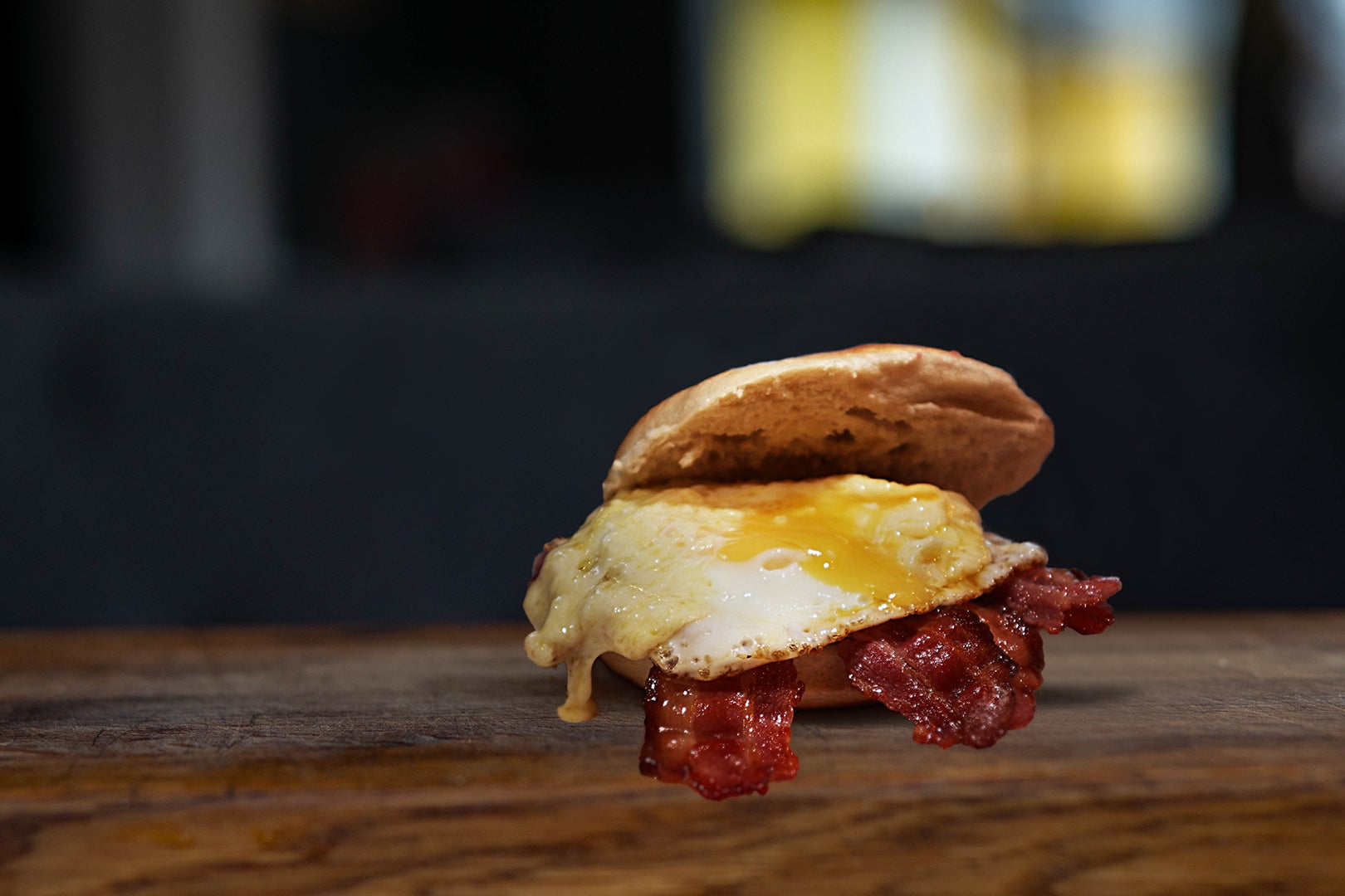 Streaky Danish Bacon, Egg & Cheese bagel